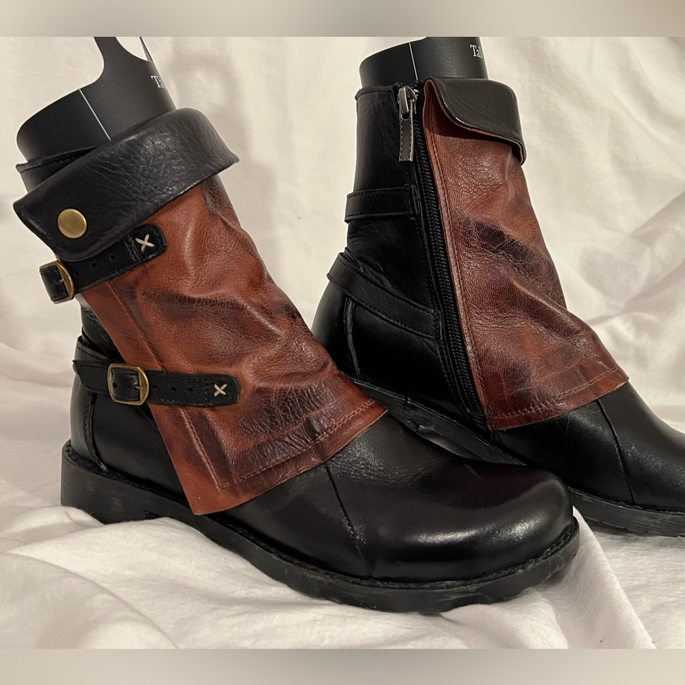 Black leather boots